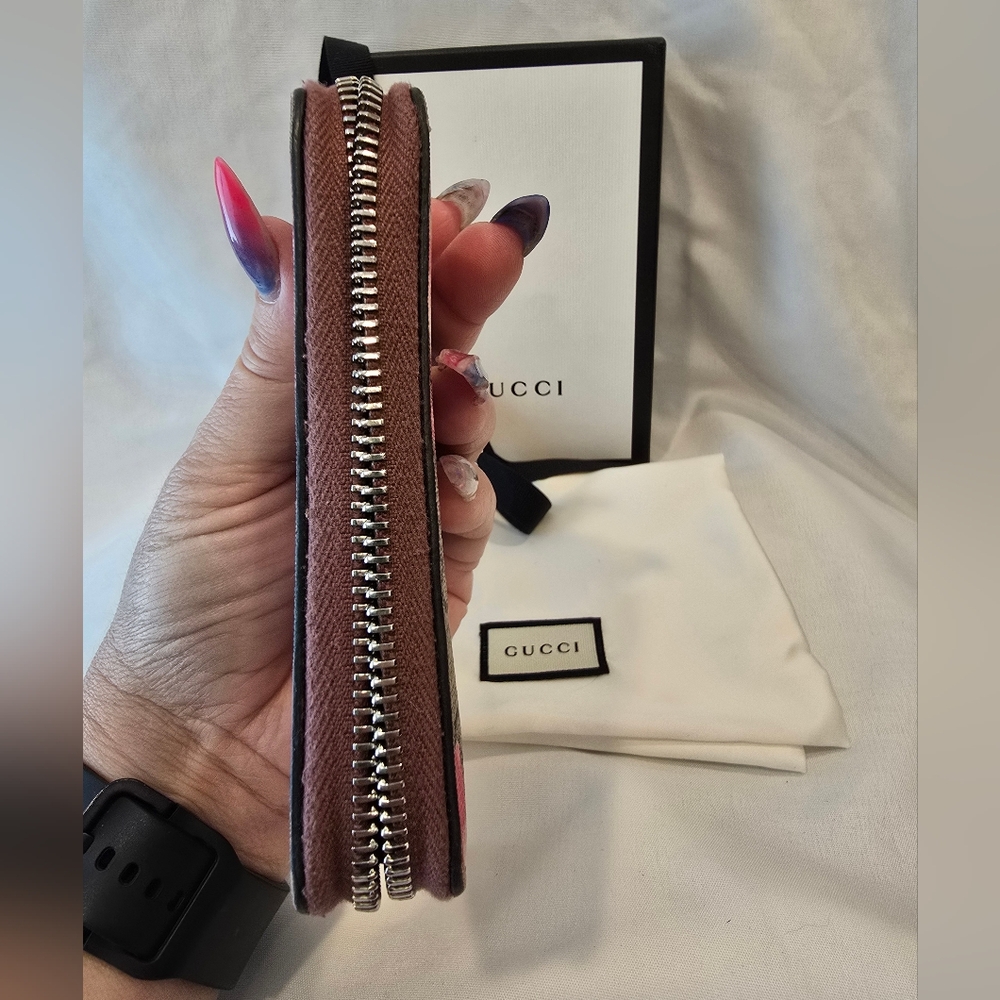Gucci Supreme Blooms Pink and Brown Wallet/ Card Case - Picture 7 of 8